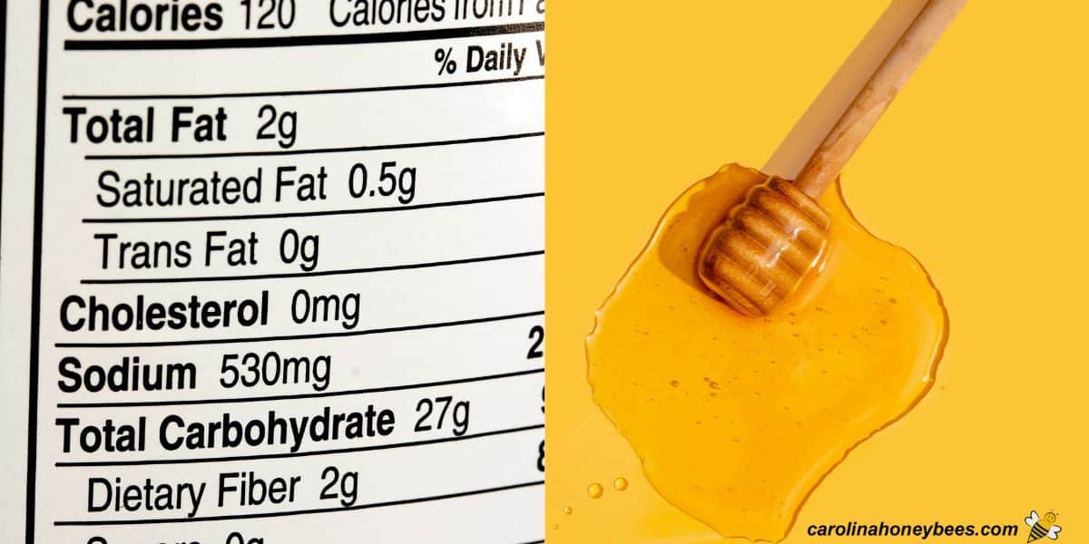 Nutrition label required for some food and raw honey with dipper. 