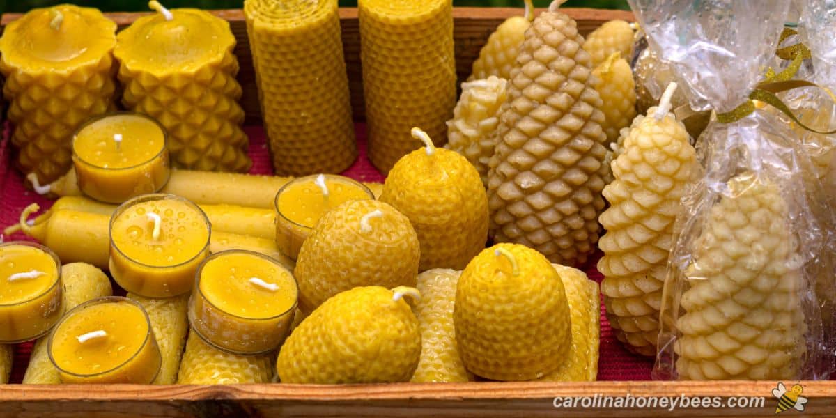 Many different shapes of beeswax candles made using molds image.