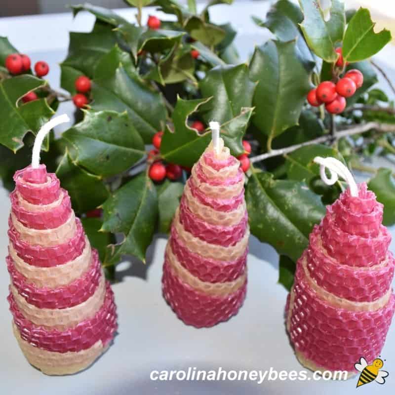 Rolled beeswax christmas tree candles image