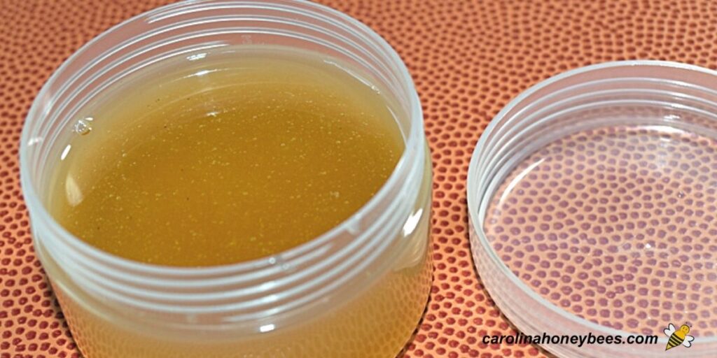 DIY Honey and Aloe burn salve in container.