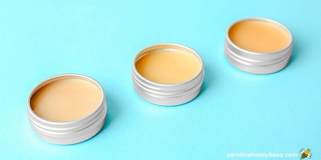 DIY Beeswax balm for feet in silver tins.
