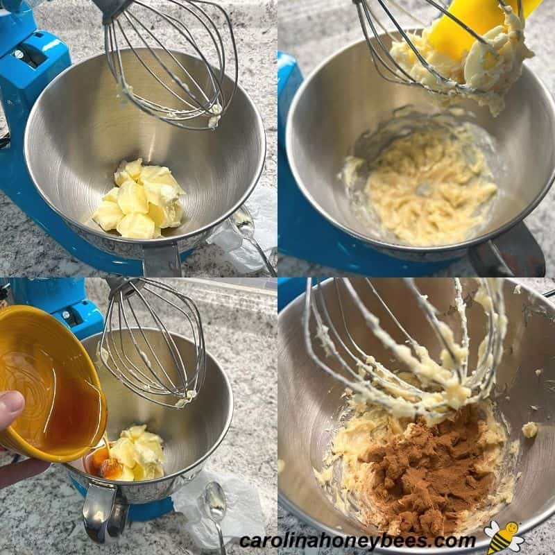 Process steps for making honey butter with cinnamon.