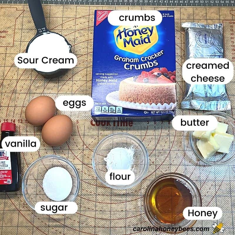 https://carolinahoneybees.com/wp-content/uploads/2022/08/ingredients-for-honey-cheesecake.jpg