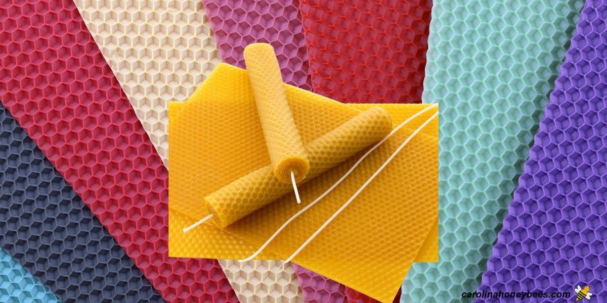 Colorful sheets of beeswax used to make candles and natural rolled bees wax candles.