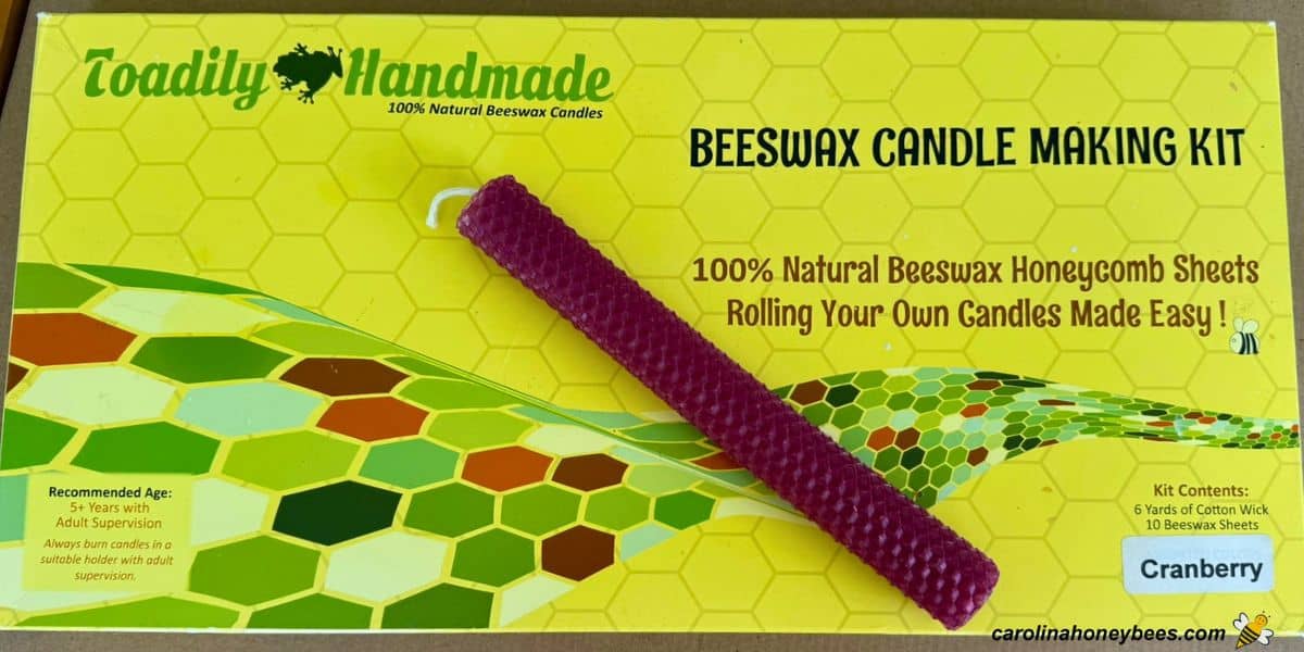 Beeswax candle making kit with colored sheets.