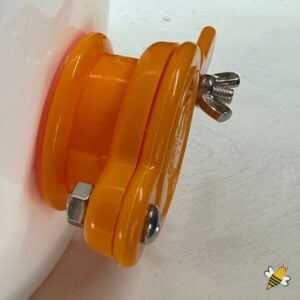 New honey gate secured in food grade pail.